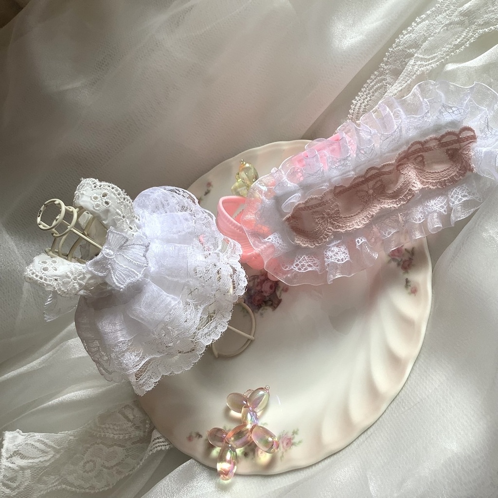 白い記憶とリボンドレス ヘッドドレスセット ぬい服 10～12cmぬい