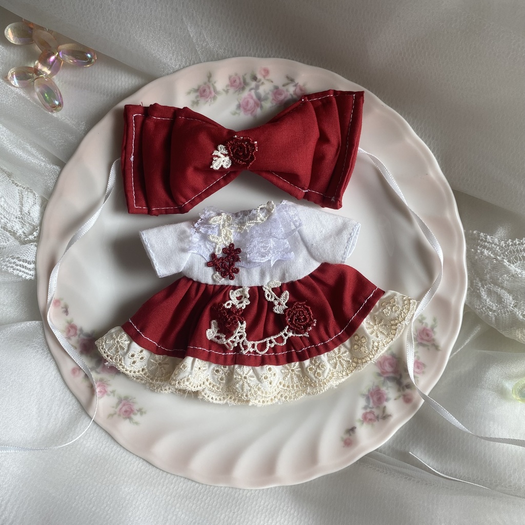 ティータイムドレス リボン ぬい服16cm ぬい服