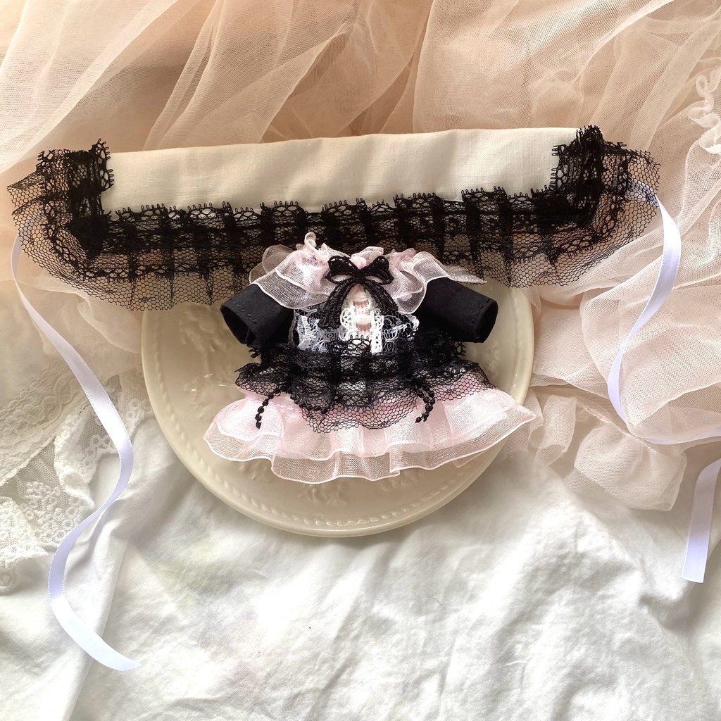 ティーサロンドレス ヘッドドレス ボンネット ぬい服16センチ