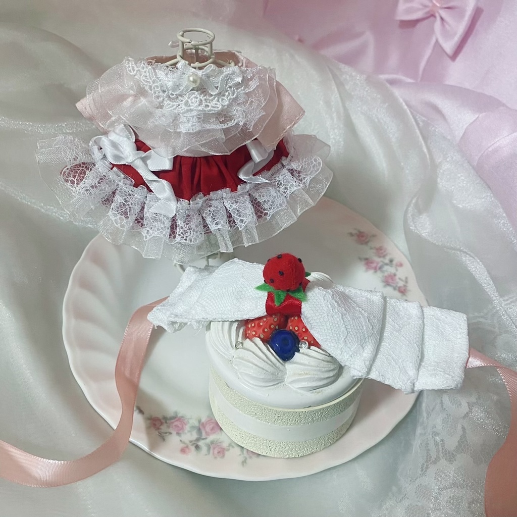 いちごケーキドレス いつぬい 16cmぬい ぬい服