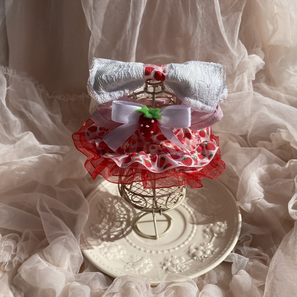 いちごなティータイムドレス ぬい服 いつぬい