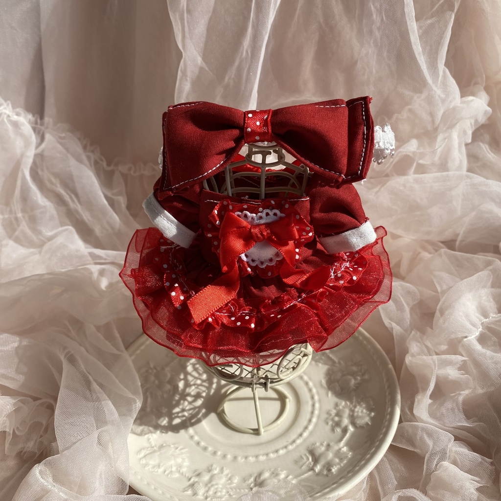 真っ赤なクラシカルドレス ぬい服 いつぬい