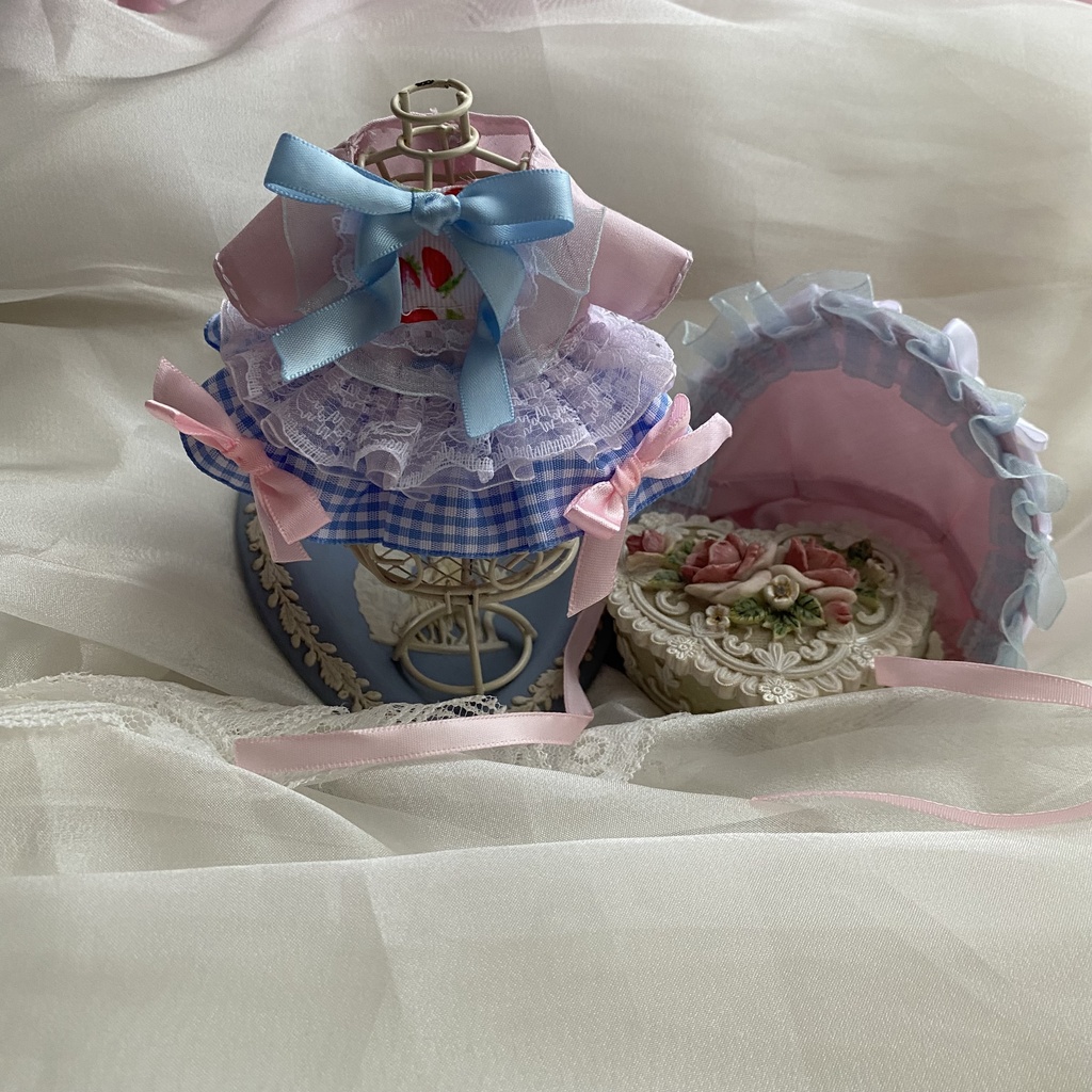 みずいろいちご♡リボンドレス ぬい服 ボンネットセット