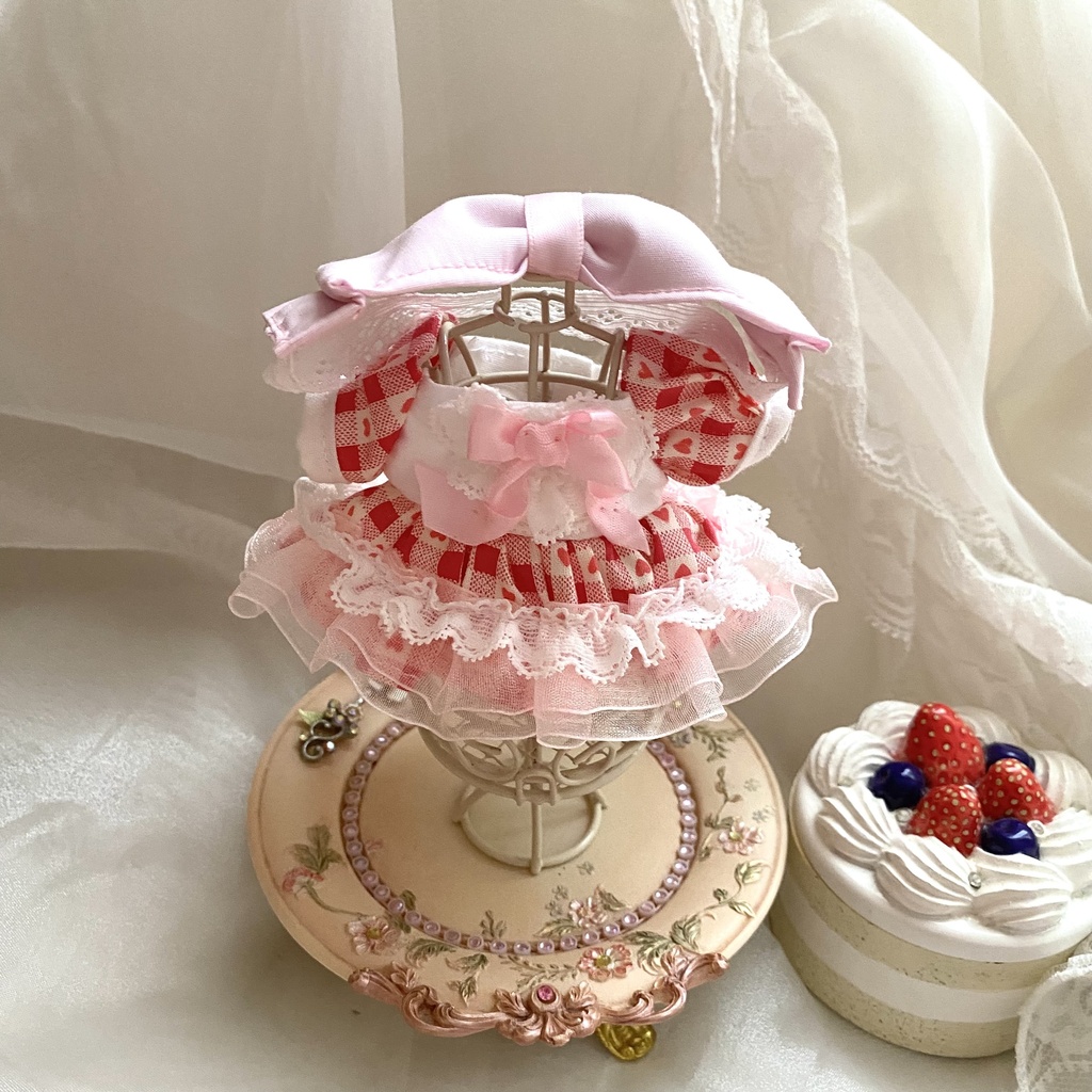 ハートチェックドレス ぬい服 いつぬい