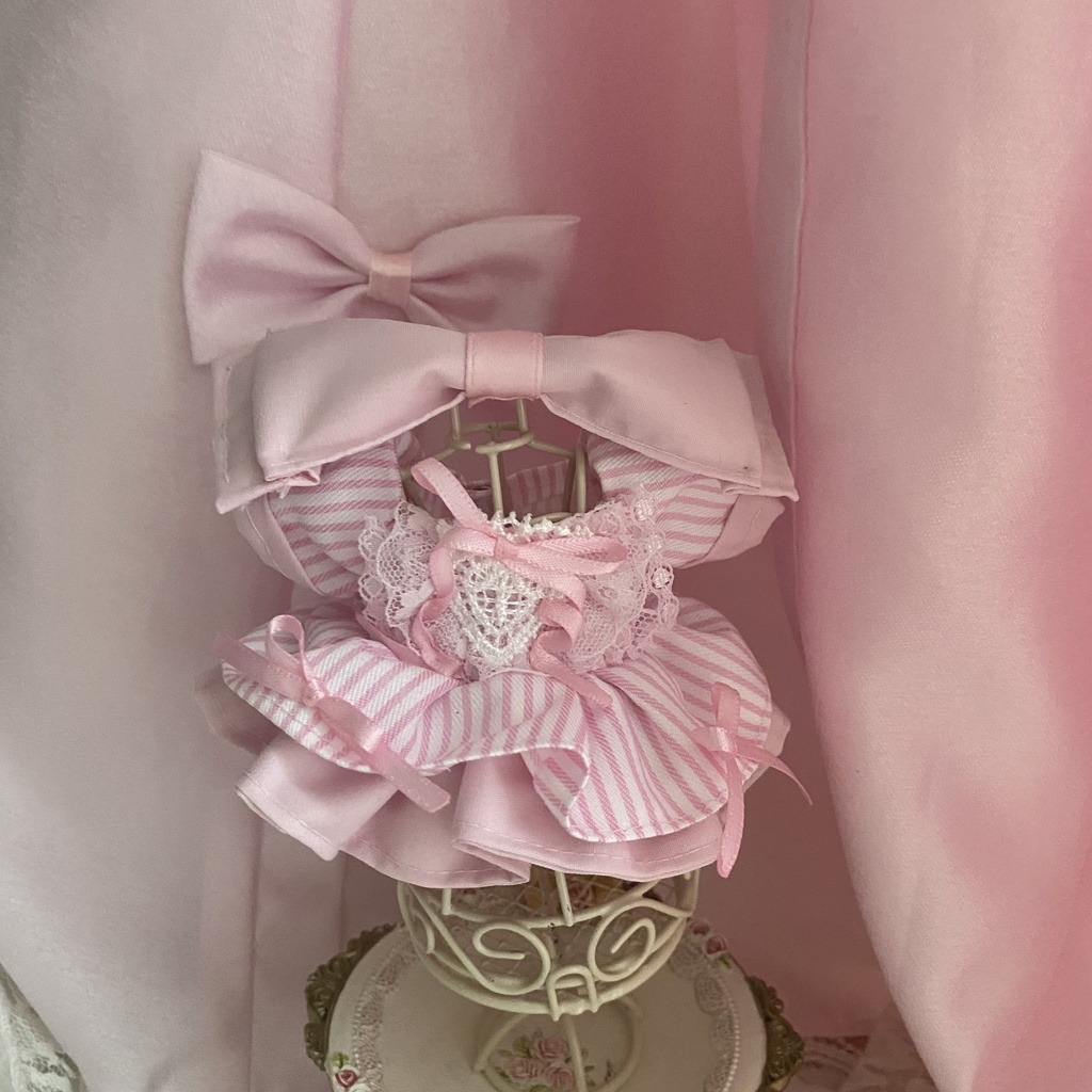 ピンクストライプドレス ぬい服