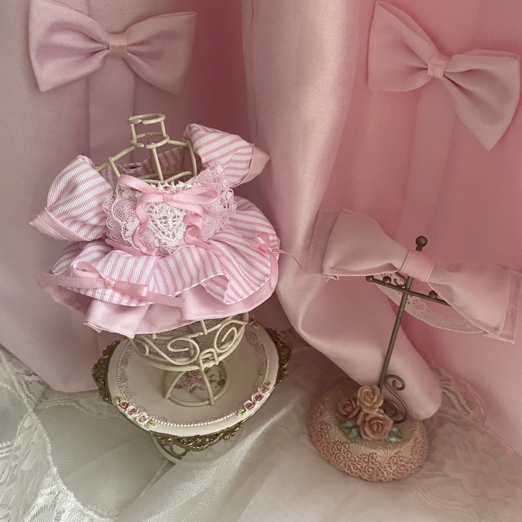 ピンクストライプドレス ぬい服