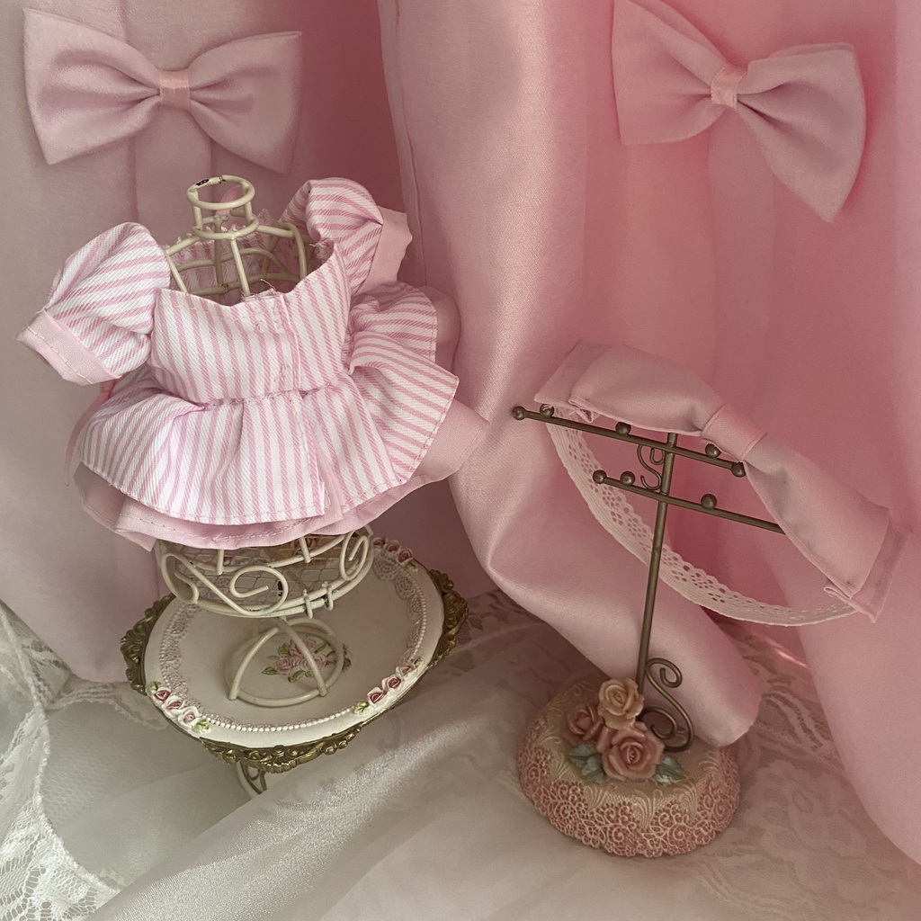 ピンクストライプドレス ぬい服