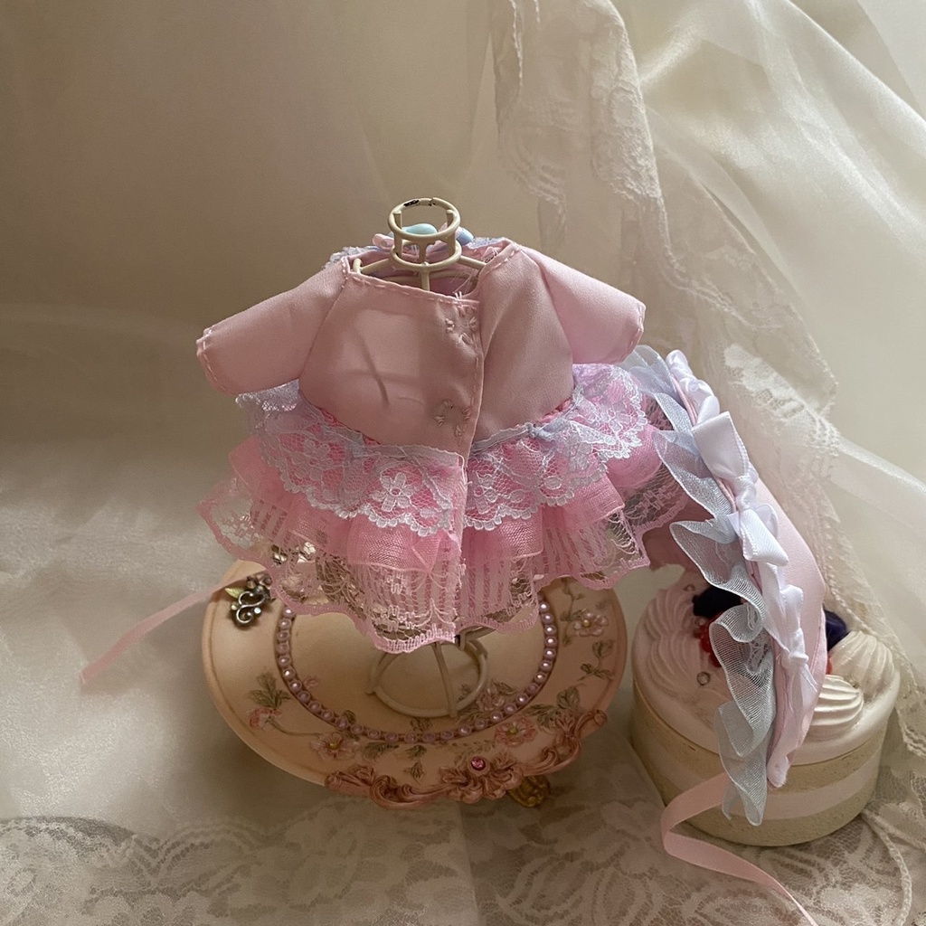 プリンセスりぼんドレス ボンネット ぬい服
