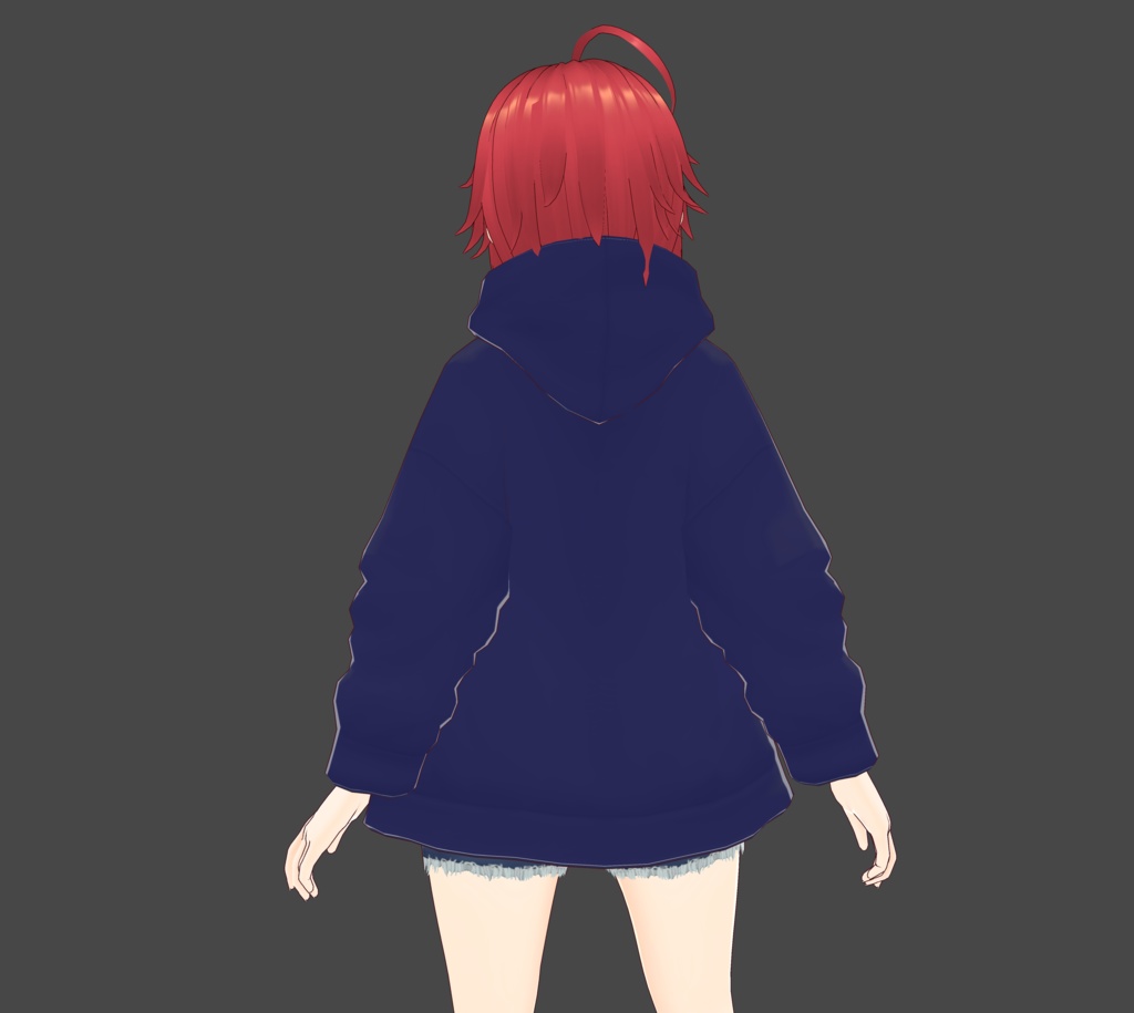 【無料/Vroid】前開きデカジップパーカー+スポブラ風ショート丈Tシャツ