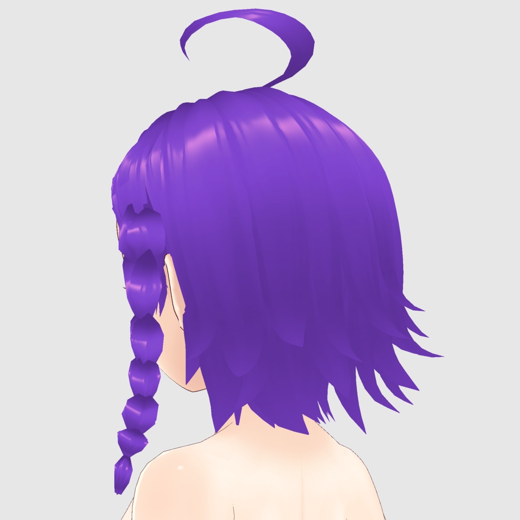 片三つ編み 片デコ出し アホ毛 バンド系ショートカット