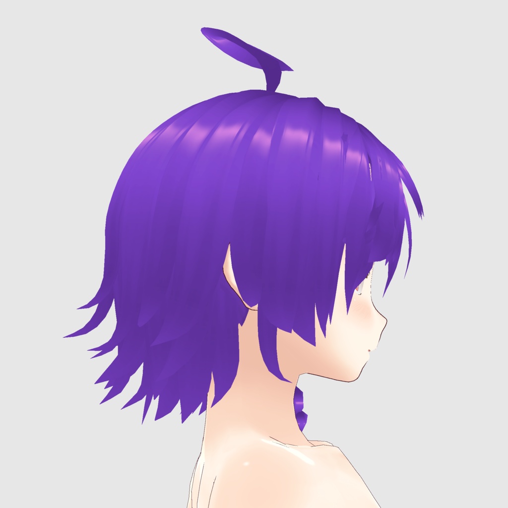 片三つ編み 片デコ出し アホ毛 バンド系ショートカット