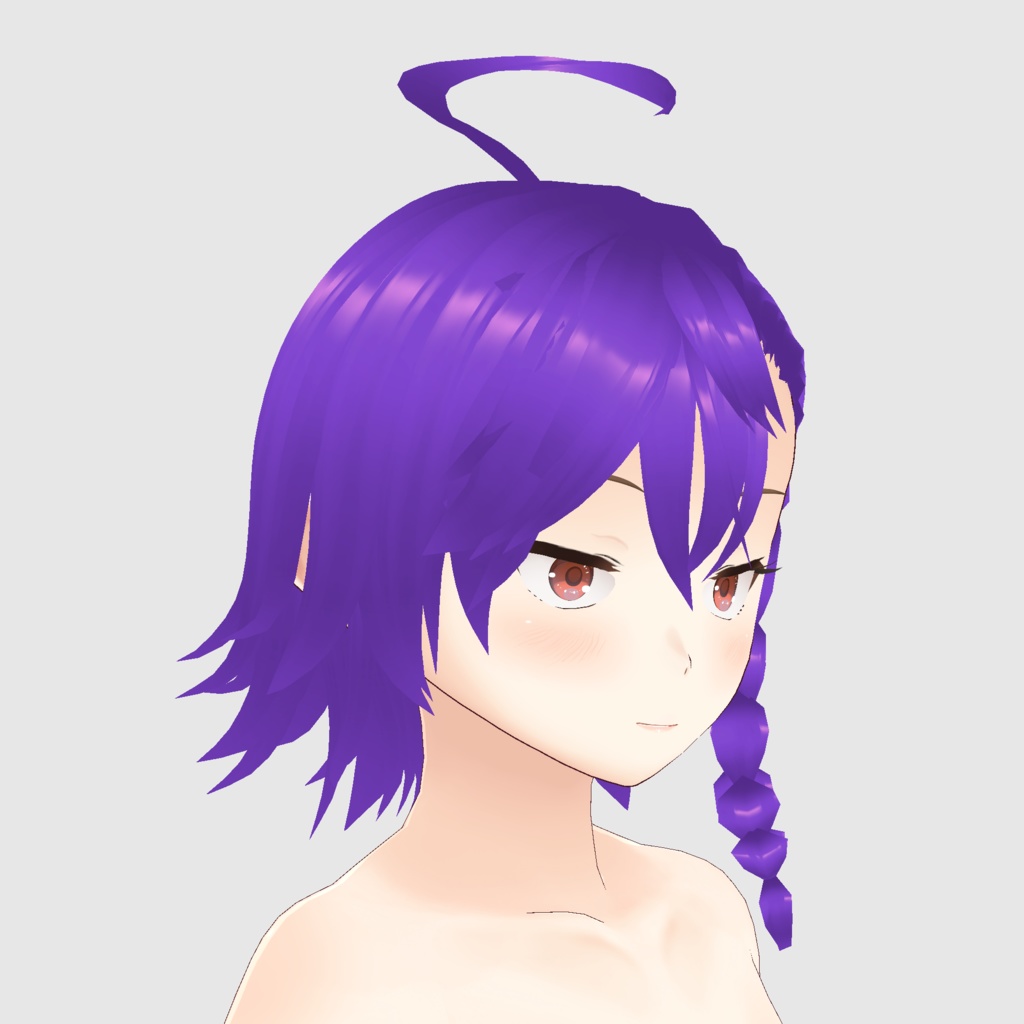 片三つ編み 片デコ出し アホ毛 バンド系ショートカット