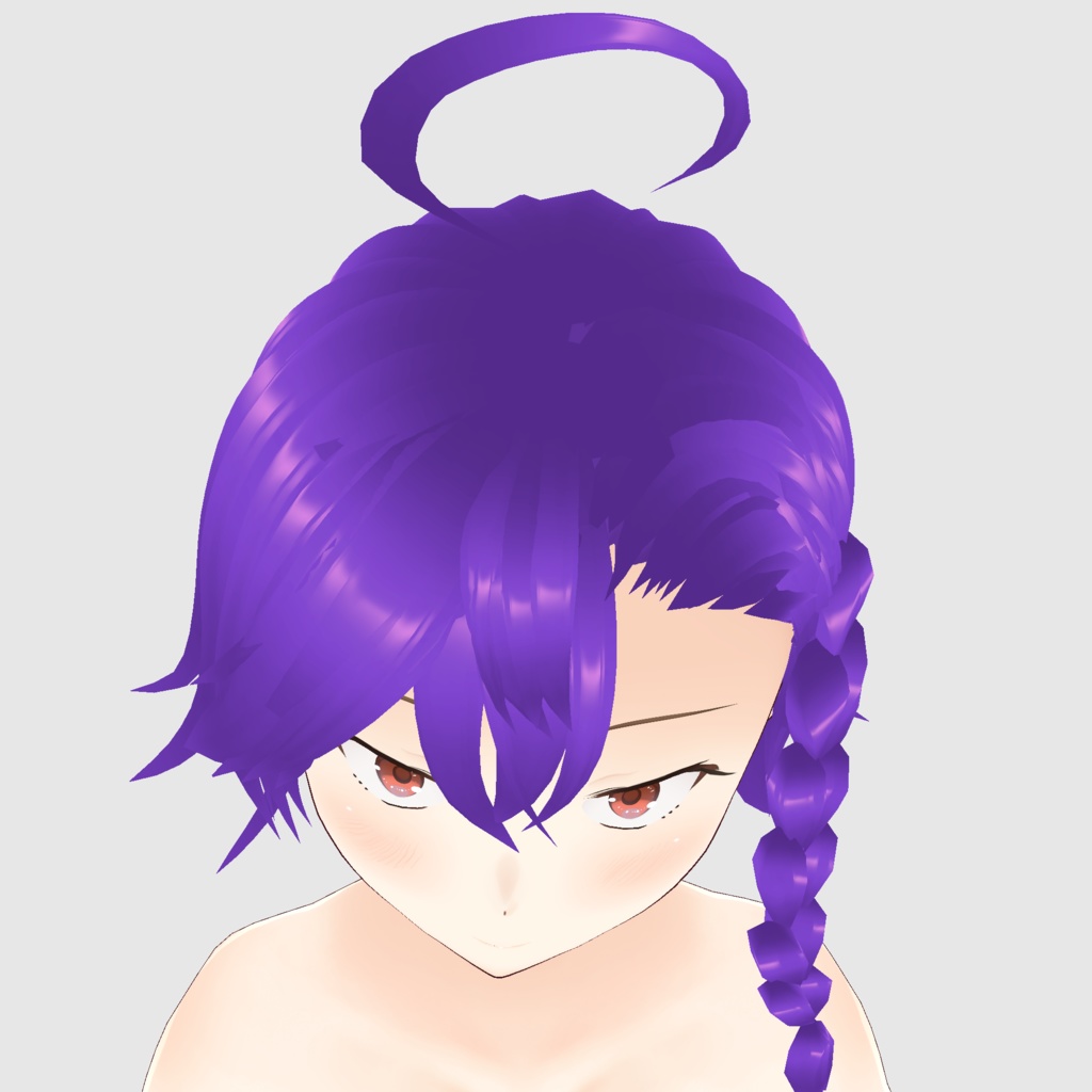 片三つ編み 片デコ出し アホ毛 バンド系ショートカット