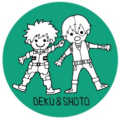 デク＆ショート　ペア缶バッジ（緑）