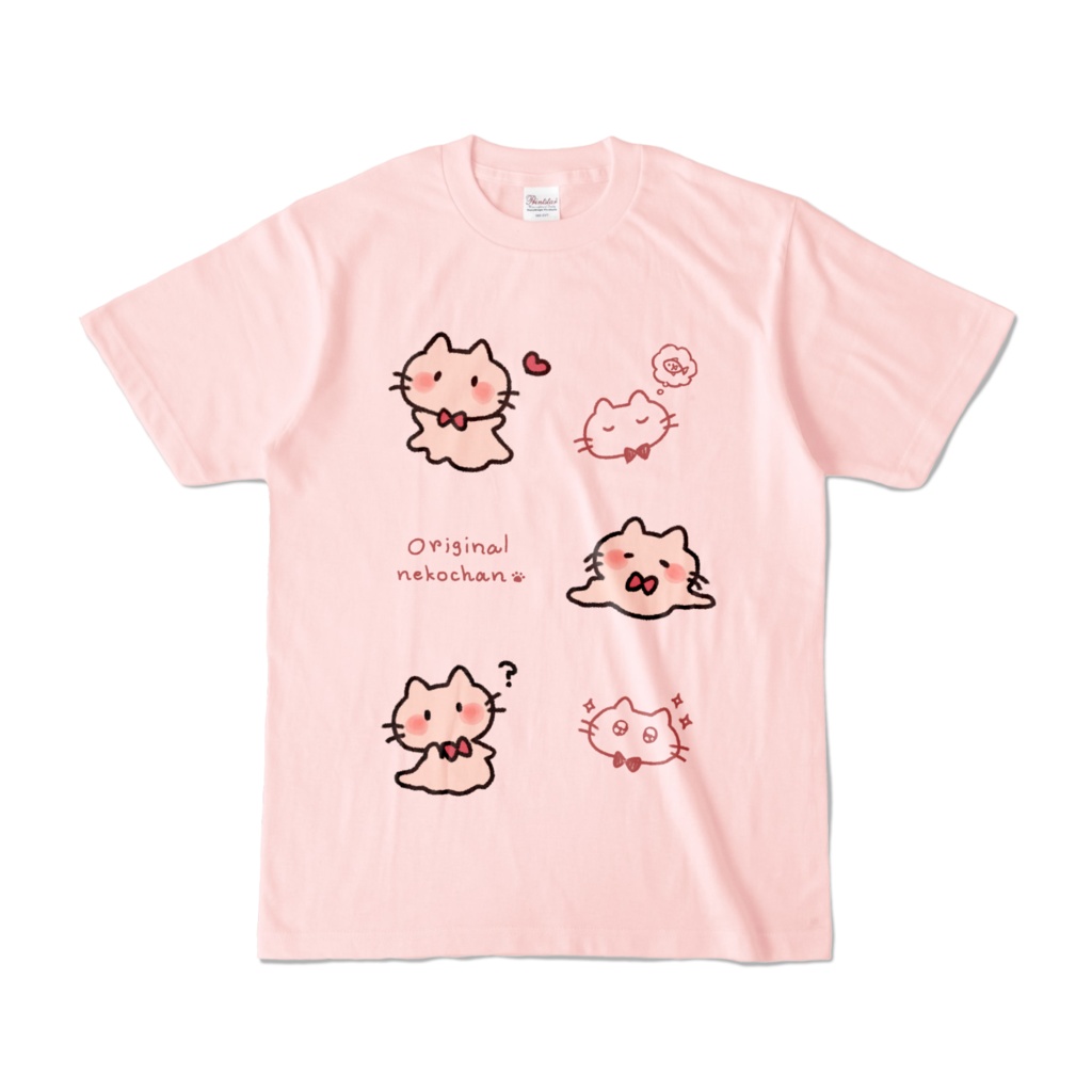 スライムっぽいネコチャンTシャツ(ライトピンク)