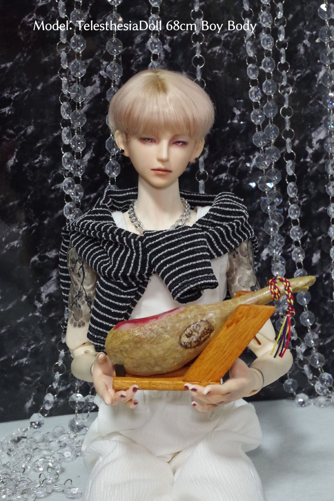 【生ハム原木セット  1/4～1/3サイズ】　フェイクフード　ドール用　ぬい用　ミニチュアフード　MDD　DD　撮影小物　40cmドール　50cmドール　60cmドール　70cmドール　75cmドール　MYOUDOLL　TelesthesiaDoll　BJD CROBI　Luts　SDM　SD　食品　模型
