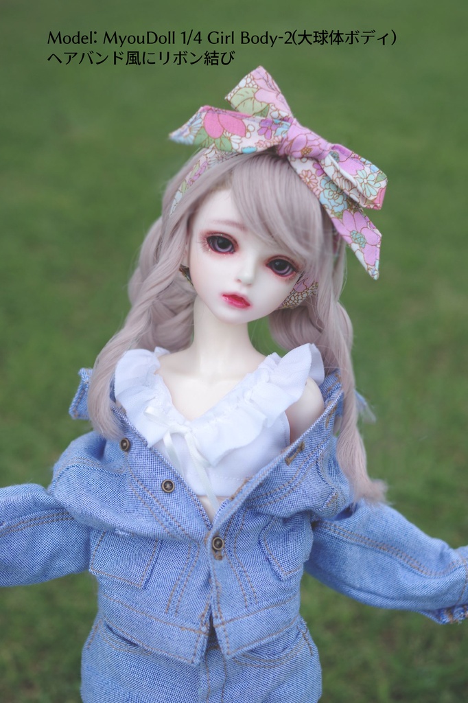 【デニムジャケット　40】ドール用　ドール服　ドール衣装　アウトフィット　40cmドール　MYOUDOLL　TelesthesiaDoll　BJD CROBI　Luts　MDD　DDP　SDM　ブルー　水色　ジーンズ　ダンガリー