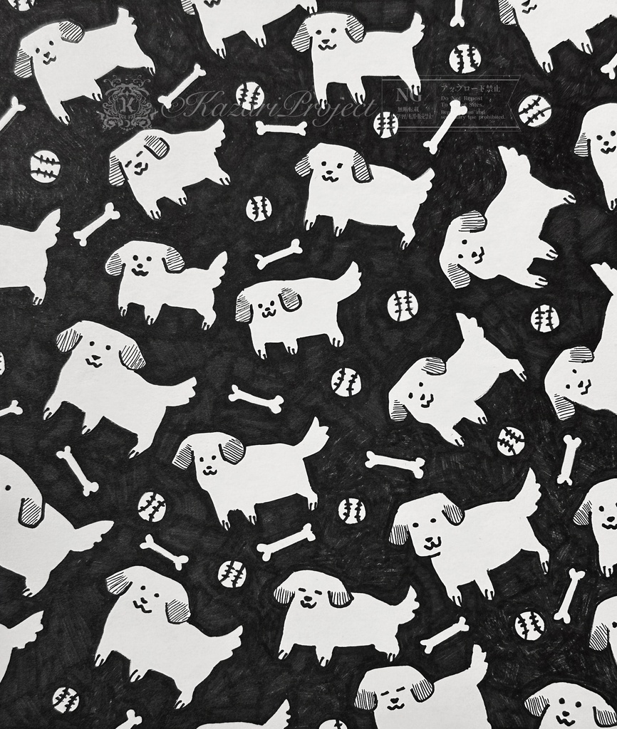 【売約済み】原画色紙 "inu no sukina mono いぬ一緒にあそぼう"【一点もの・サイン入り】