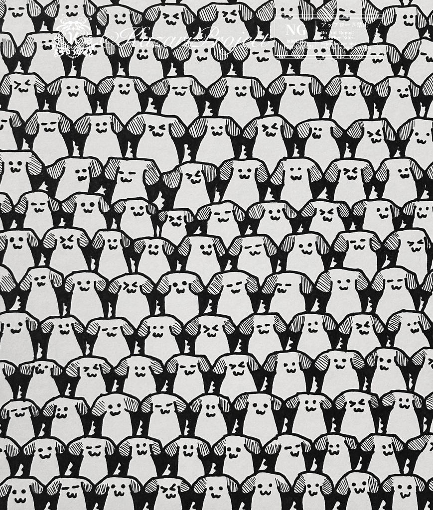 【売約済み】原画色紙 "inu ga takusan いぬがせいれつ"【一点もの・サイン入り】