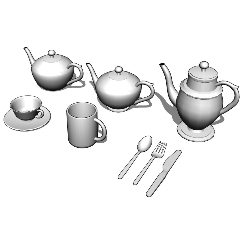 【イラスト・漫画】食器 3D素材