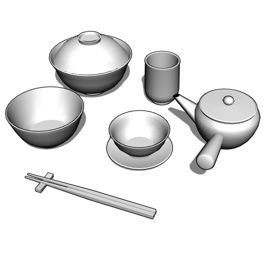 【イラスト・漫画】食器 3D素材