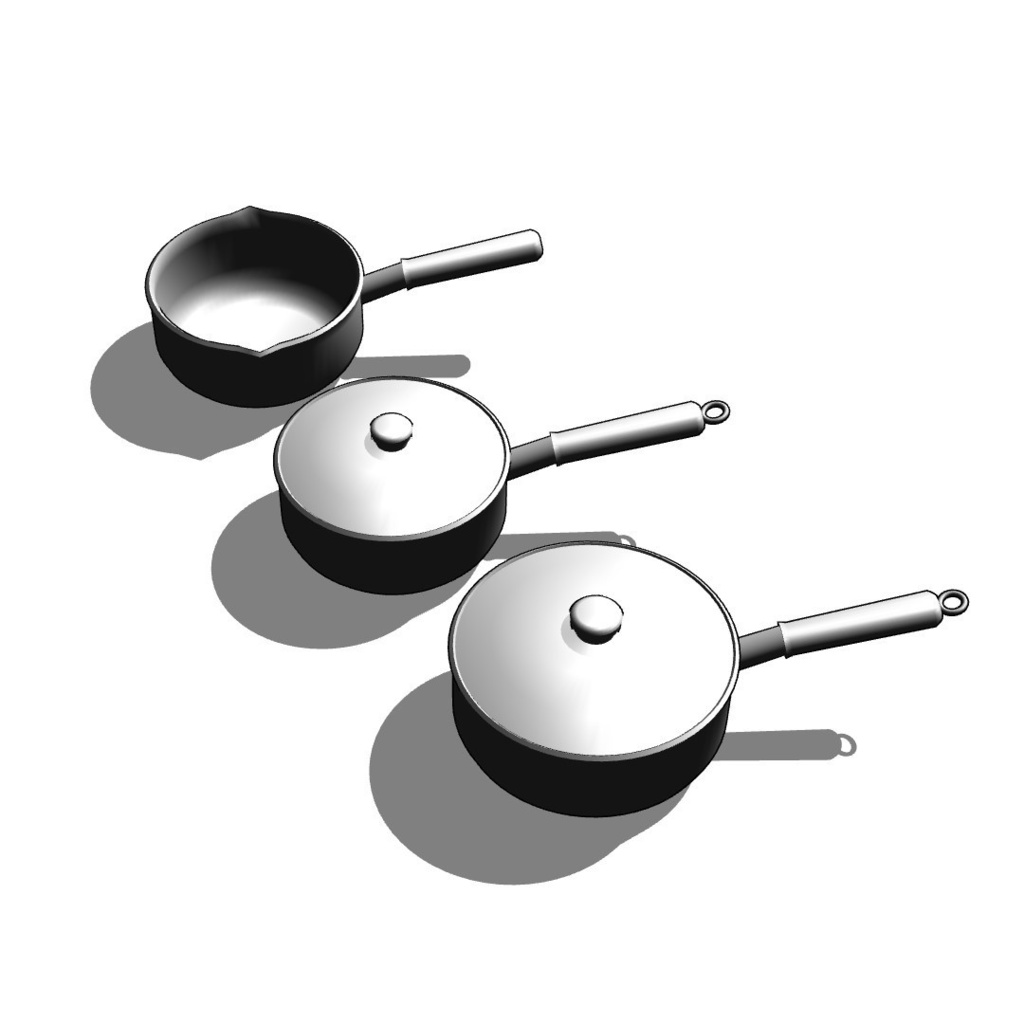 【イラスト・漫画】調理器具 3D素材 鍋 フライパン