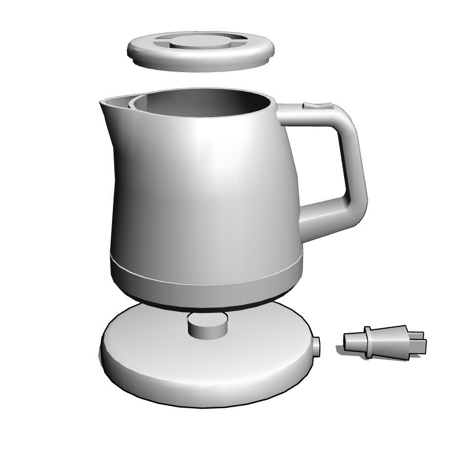 【イラスト・漫画】電気ケトル 3D素材