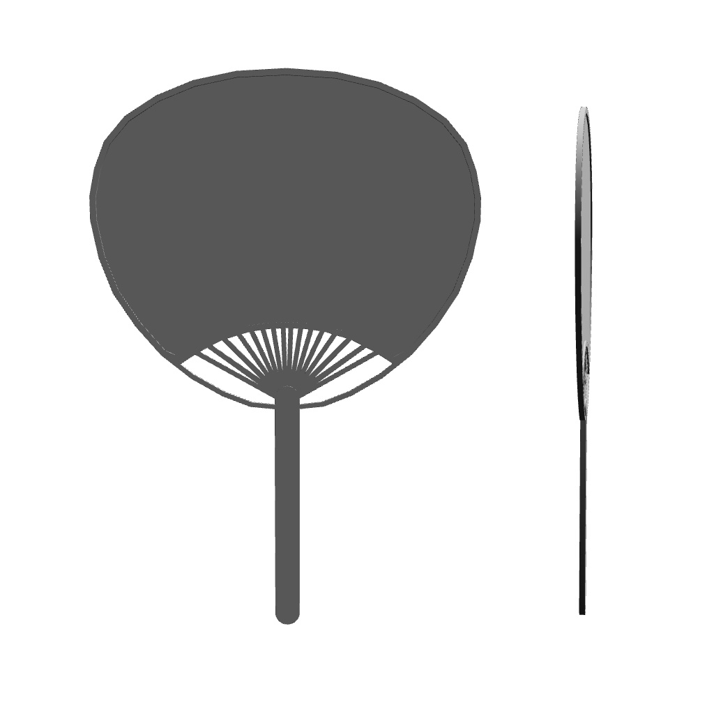 【イラスト・漫画】団扇(うちわ) 3D素材