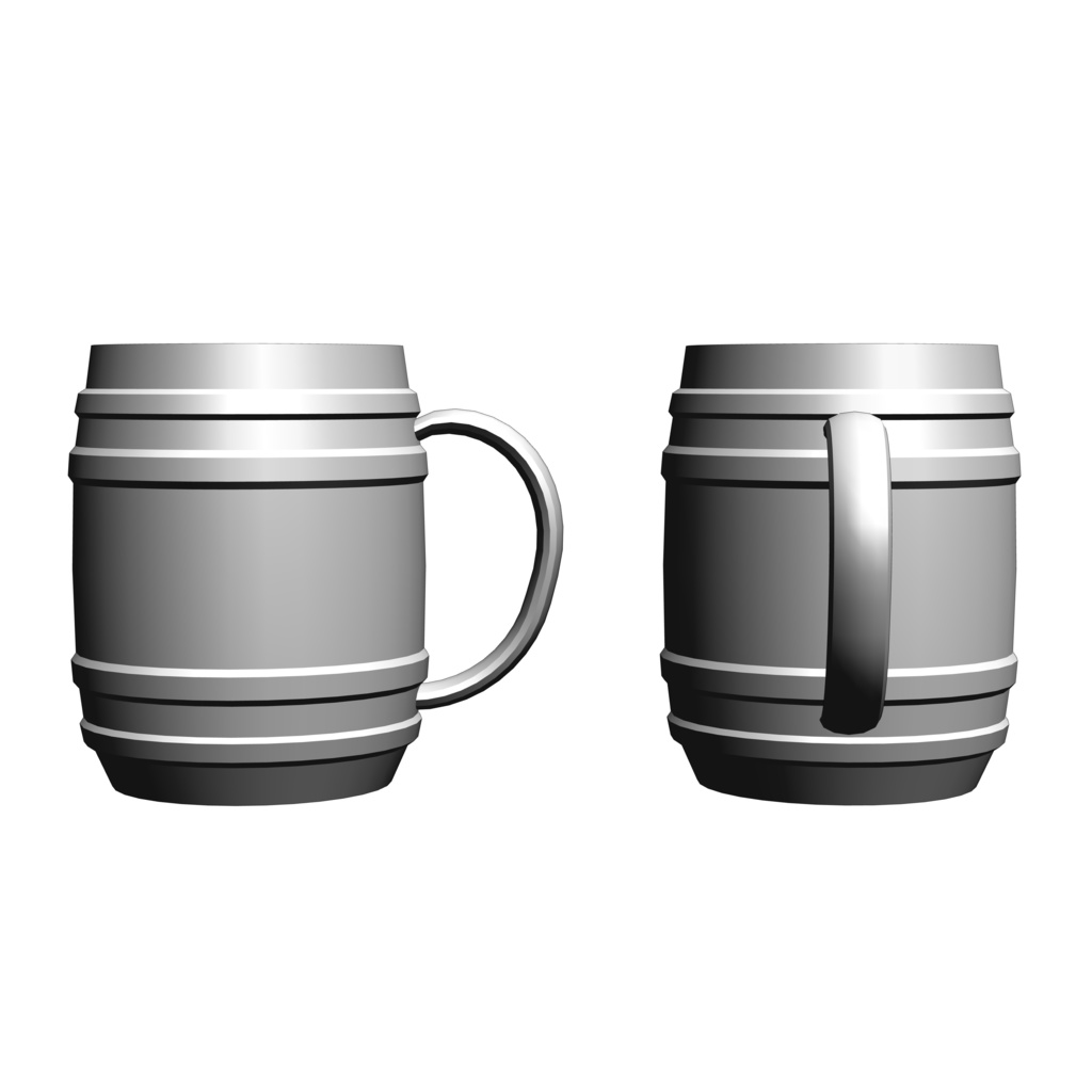 【イラスト・漫画】ビールジョッキ(樽型) 3D素材