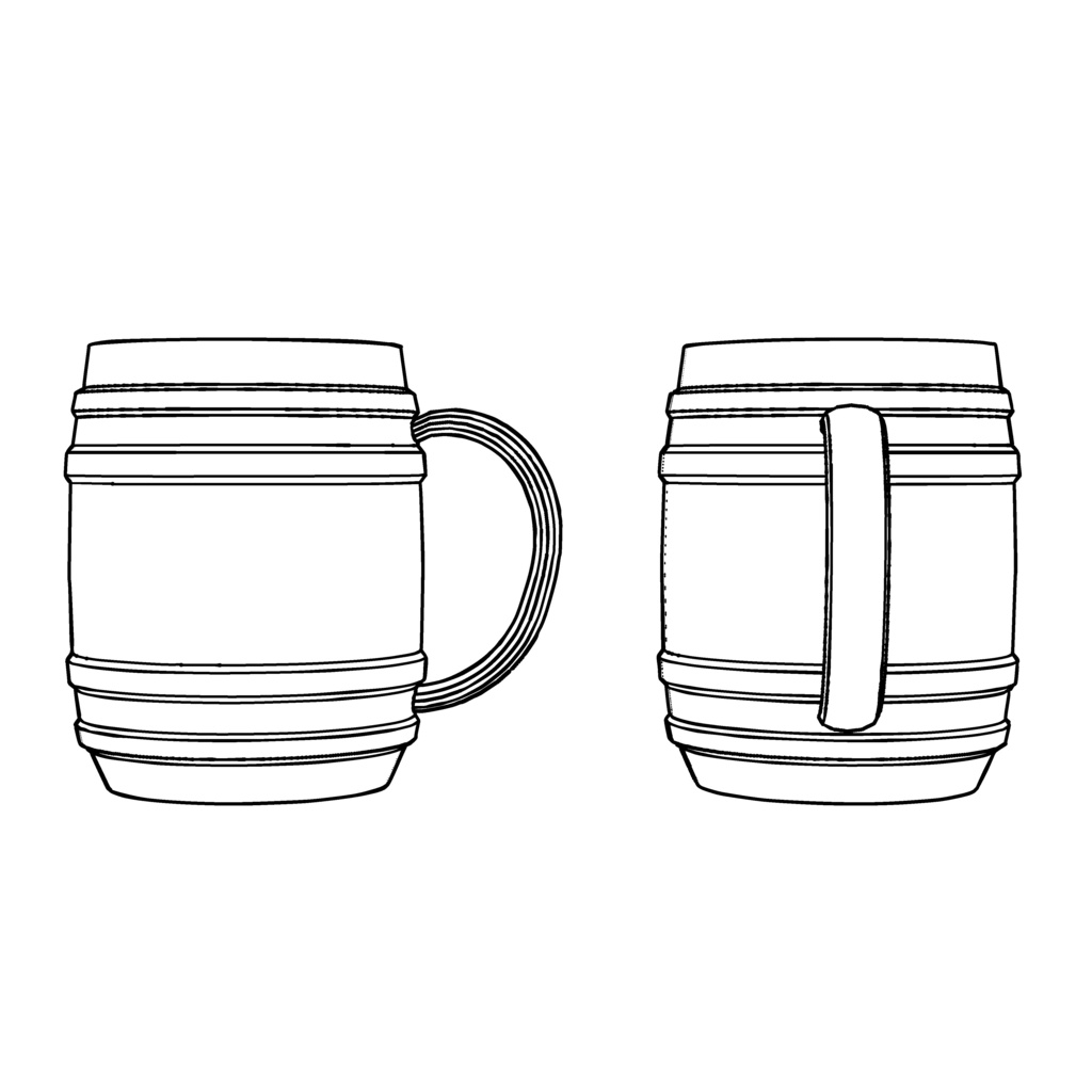 【イラスト・漫画】ビールジョッキ(樽型) 3D素材