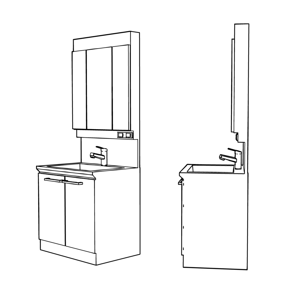 【イラスト・漫画】洗面台 3D素材