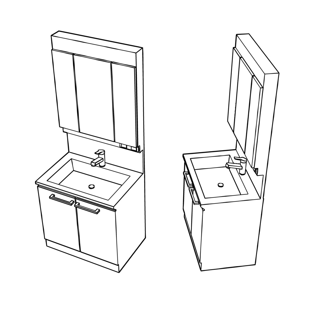 【イラスト・漫画】洗面台 3D素材