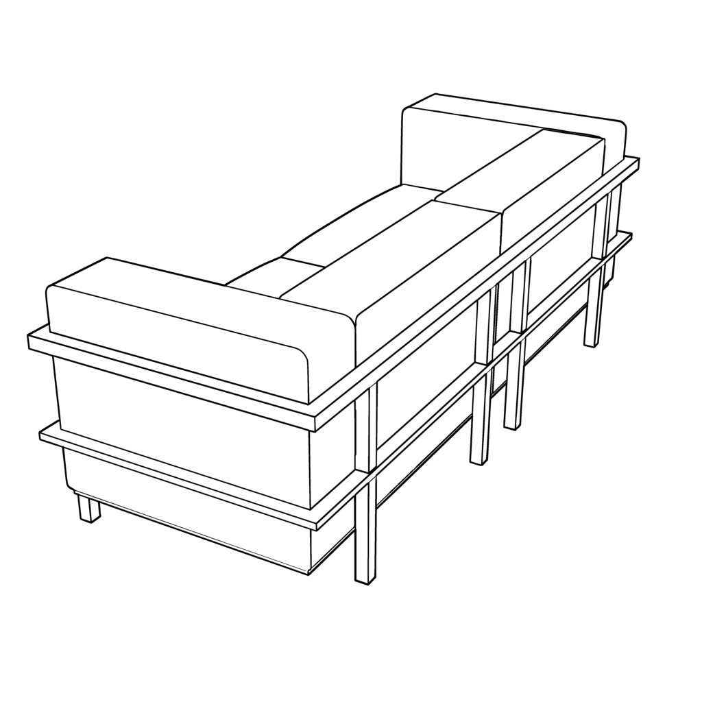 【イラスト・漫画】ソファー(2) 3D素材