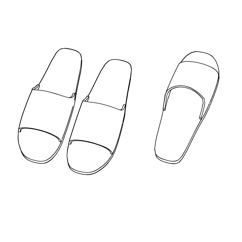 【イラスト・漫画】スリッパ 3D素材