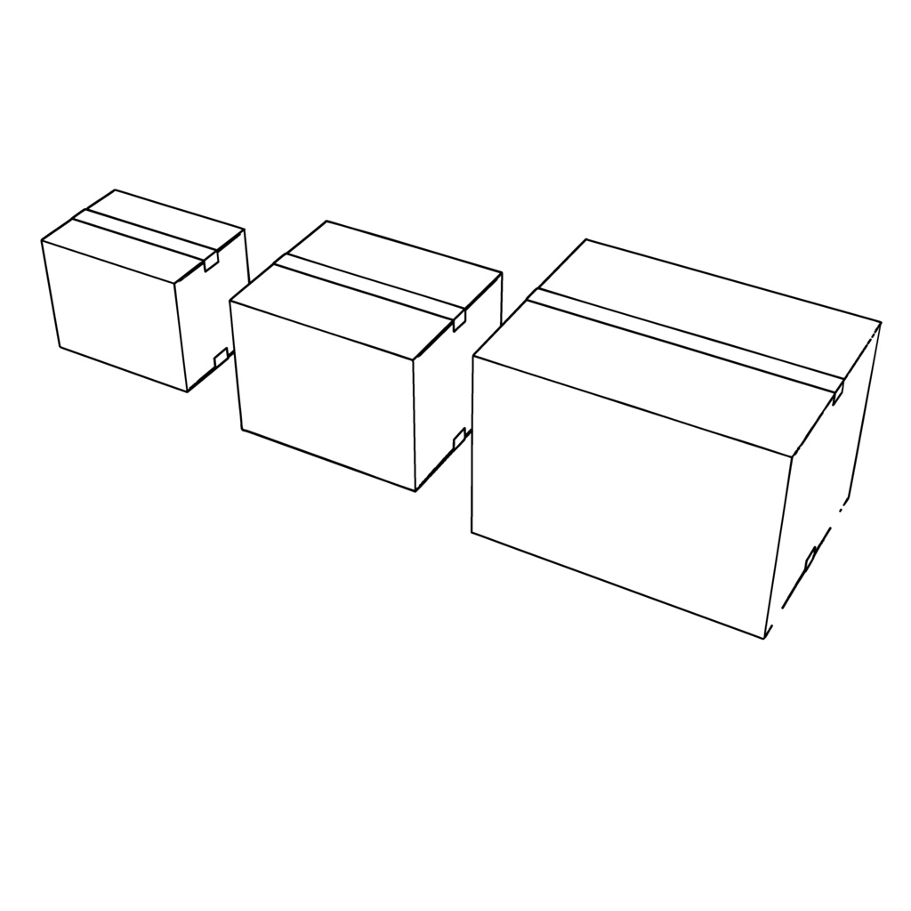 【イラスト・漫画】段ボール 3D素材