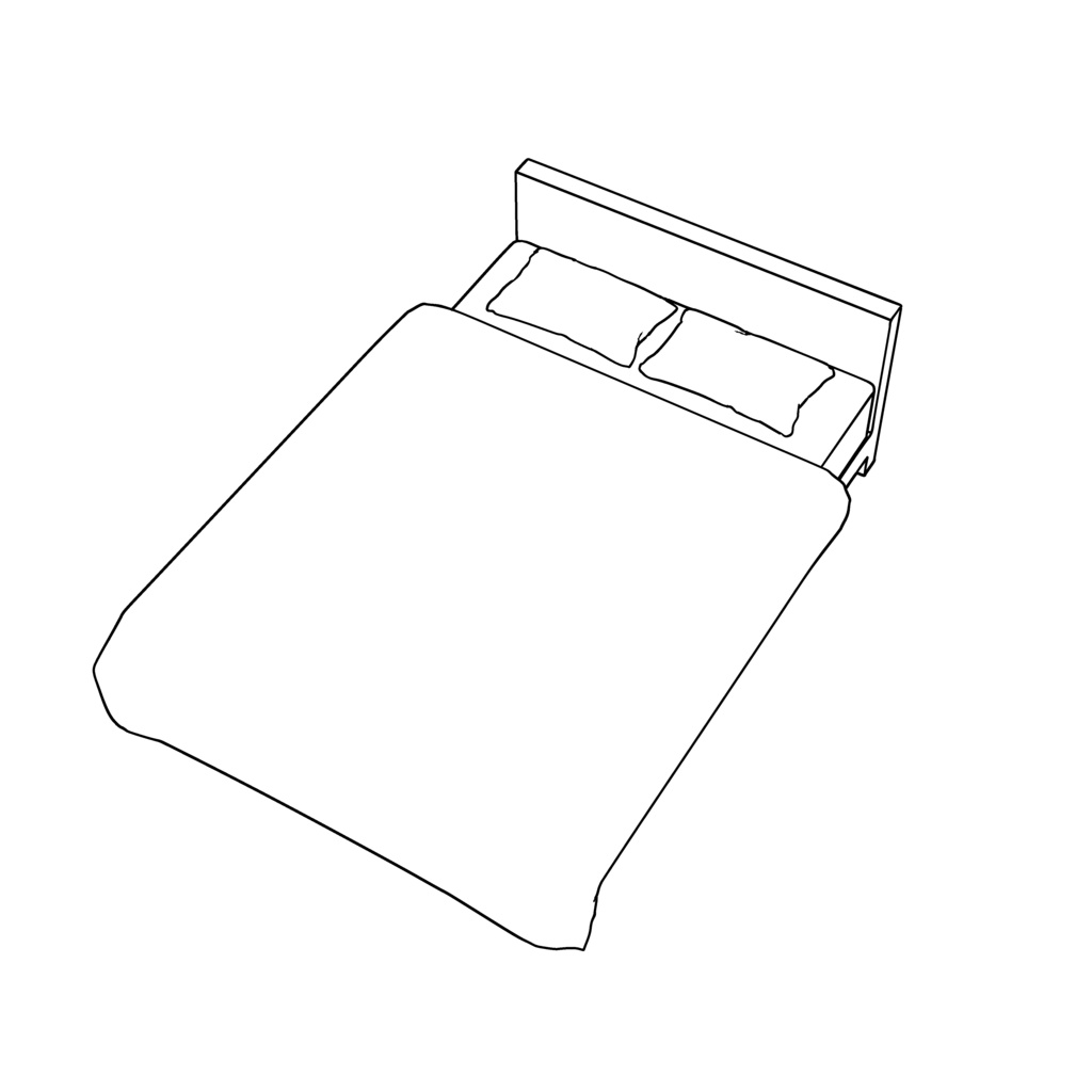 【イラスト・漫画】ベッド 3D素材