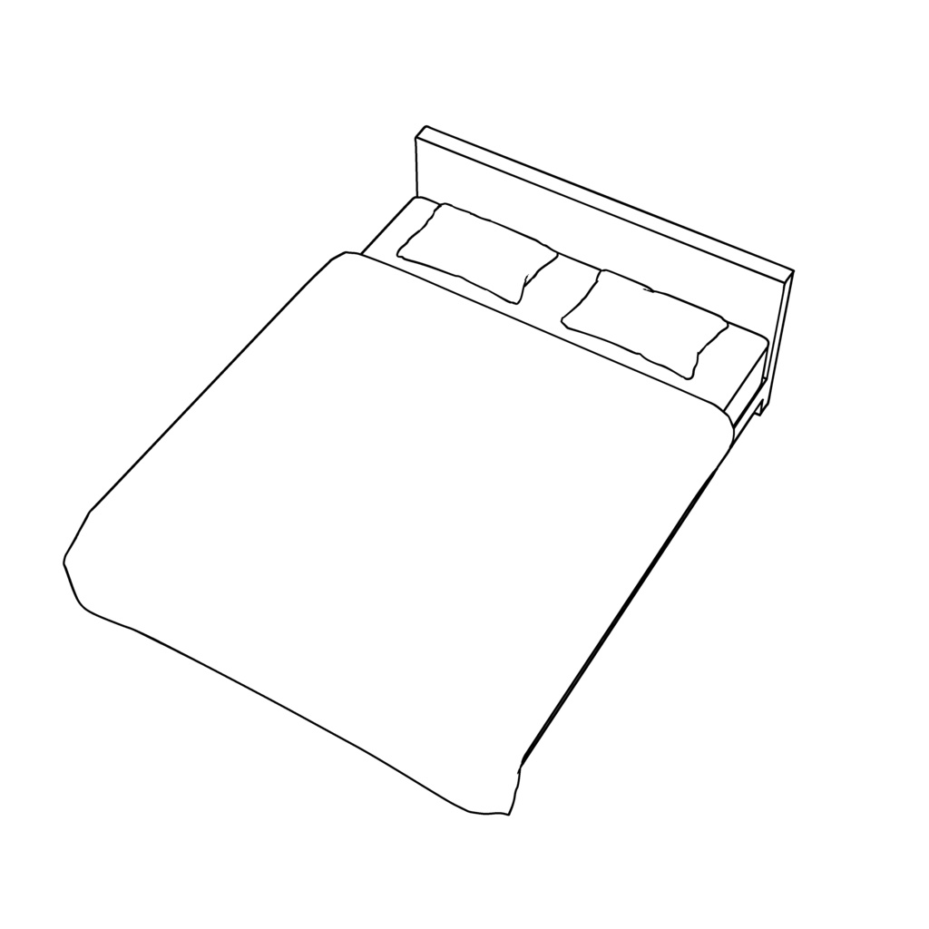 【イラスト・漫画】ベッド 3D素材