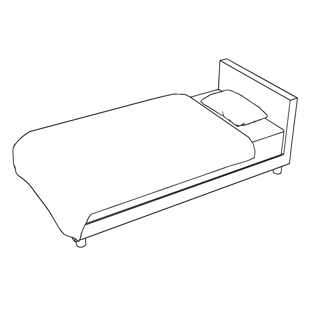 【イラスト・漫画】ベッド 3D素材