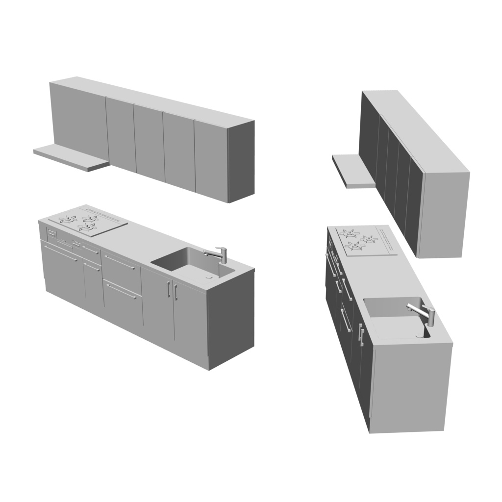 【イラスト・漫画】キッチン 3D素材