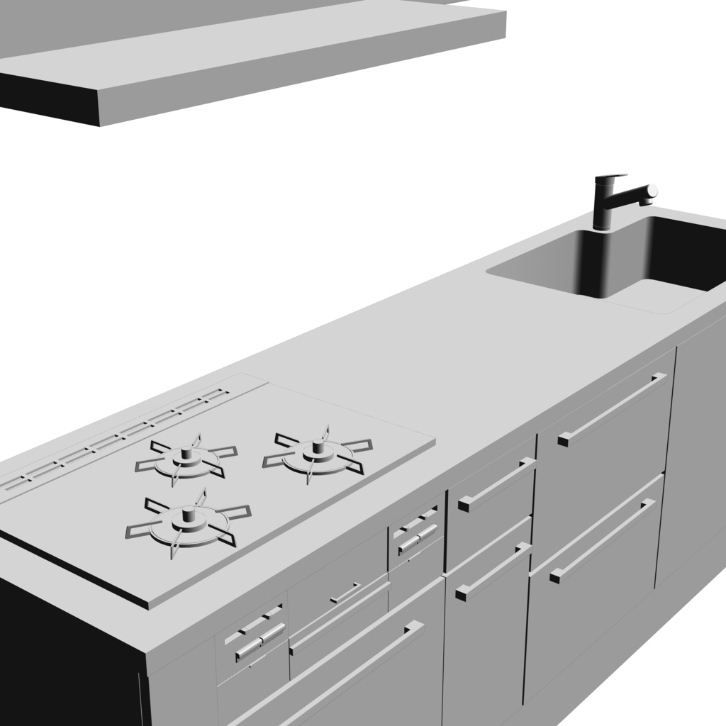 【イラスト・漫画】キッチン 3D素材