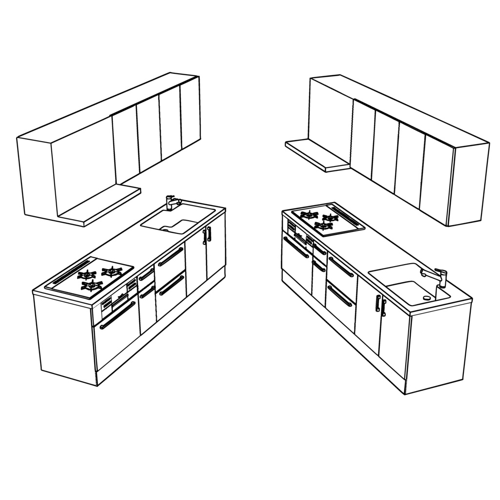 【イラスト・漫画】キッチン 3D素材