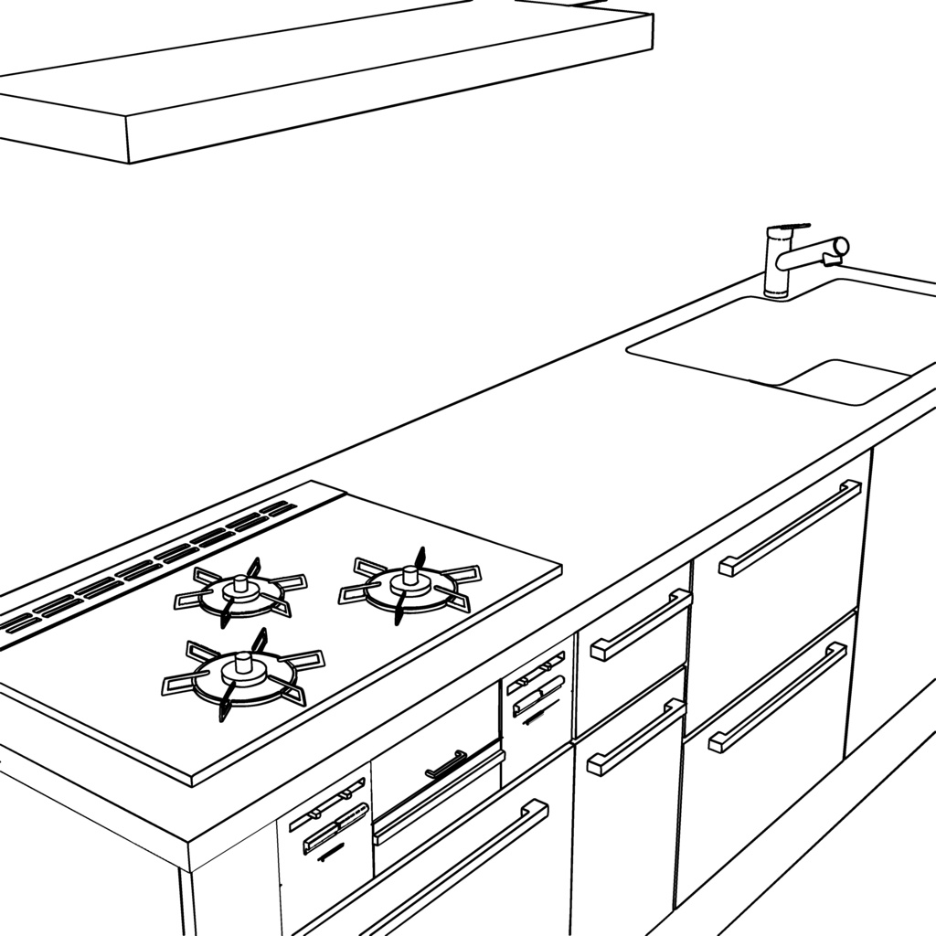 【イラスト・漫画】キッチン 3D素材
