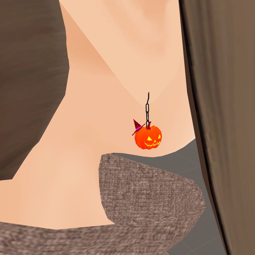 無料有り【ハロウィンパンプキンピアス】小物 スキニング済み 3Dモデル