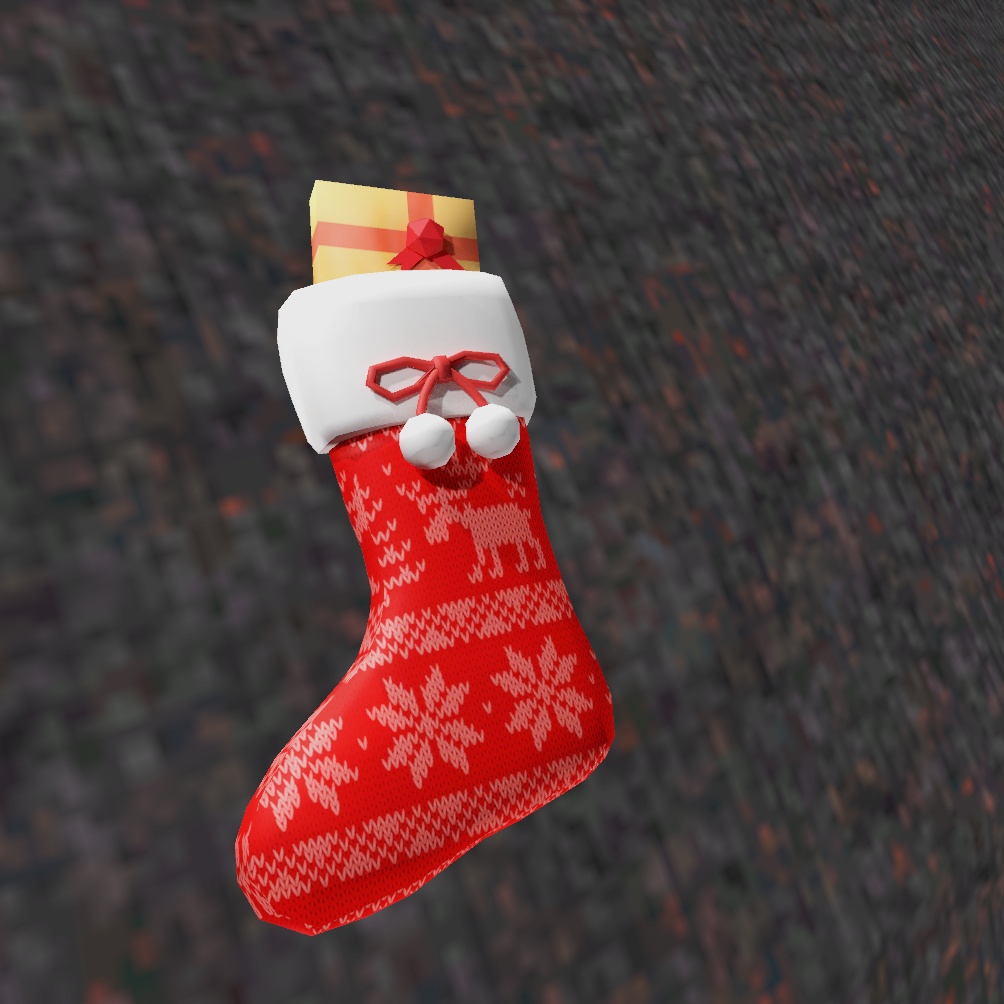 無料有り【クリスマスくつしたピアス & ブローチ】 VRChat スキニング済み3Dモデル アクセサリ