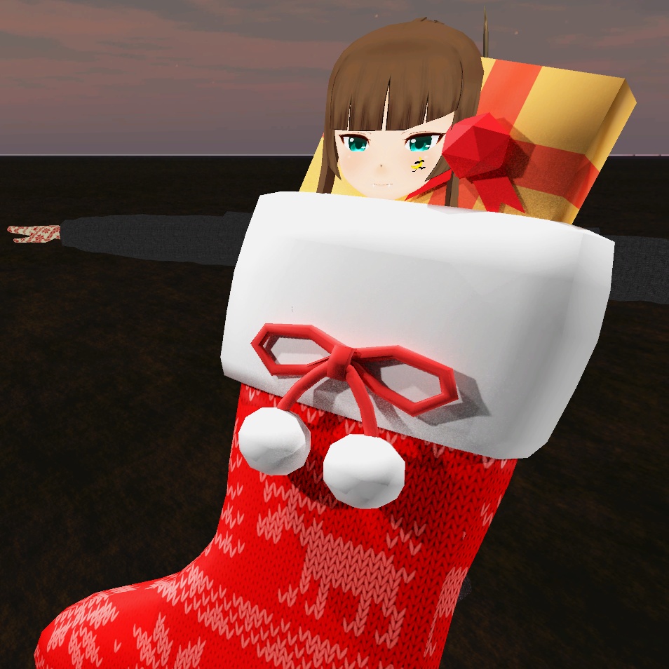 無料有り【クリスマスくつしたピアス & ブローチ】 VRChat スキニング済み3Dモデル アクセサリ