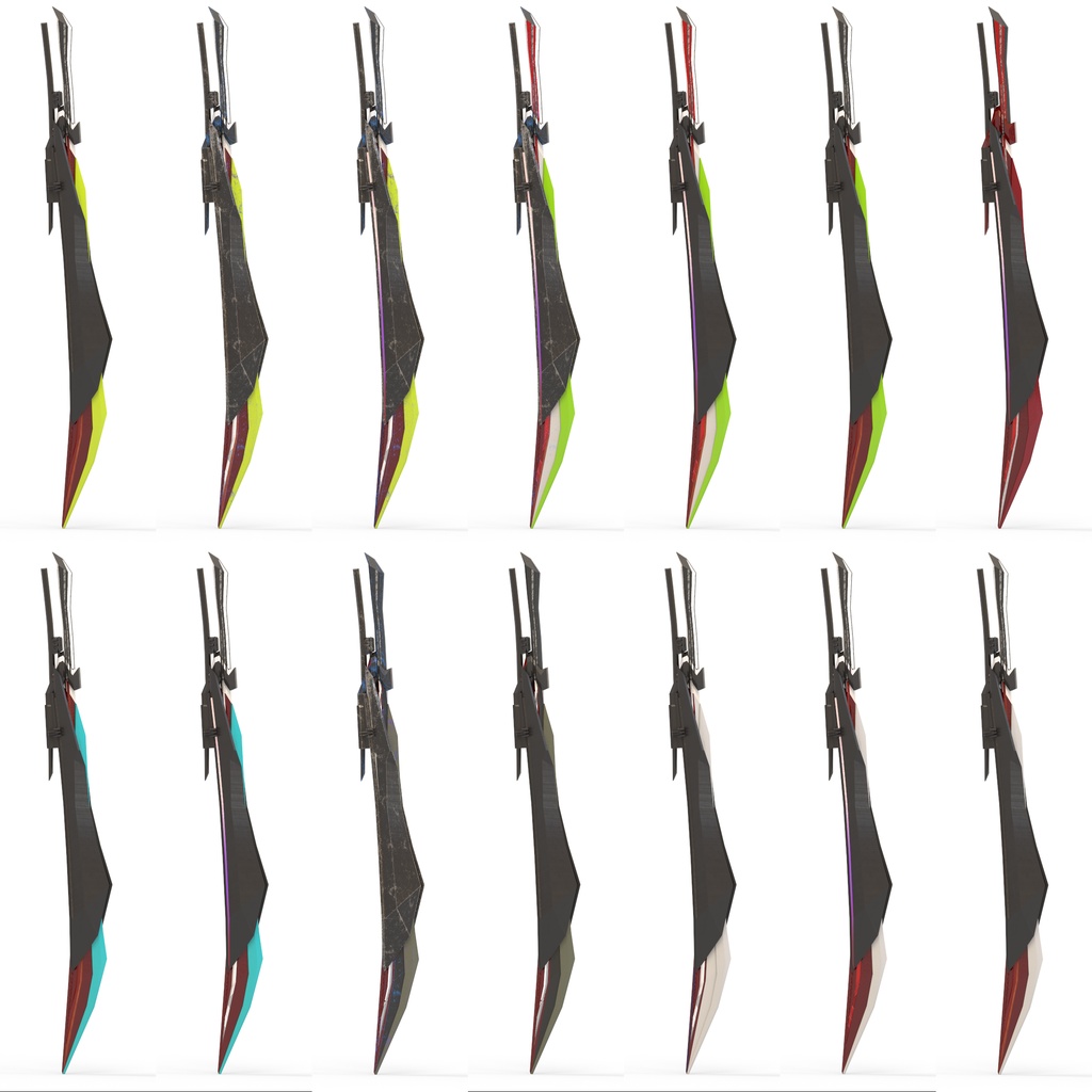 【武器】変形アニメーション付き双刃剣 AnHuSTS -アンハスツ- VRChat想定 カラバリ豊富 刀 双剣 3Dモデル