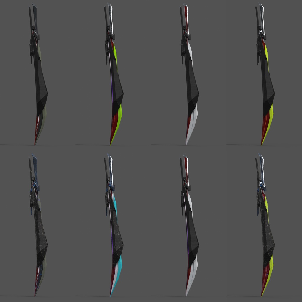 【武器】変形アニメーション付き双刃剣 AnHuSTS -アンハスツ- VRChat想定 カラバリ豊富 刀 双剣 3Dモデル