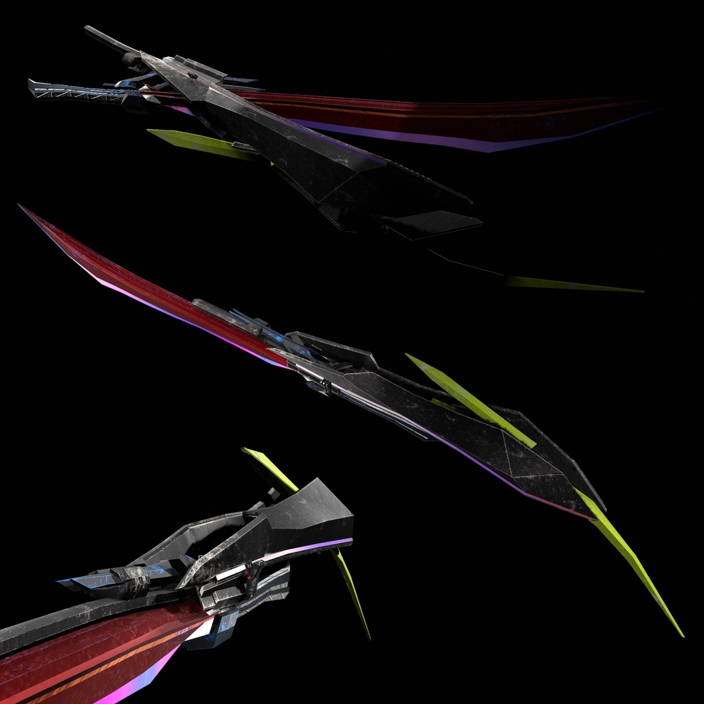 【武器】変形アニメーション付き双刃剣 AnHuSTS -アンハスツ- VRChat想定 カラバリ豊富 刀 双剣 3Dモデル