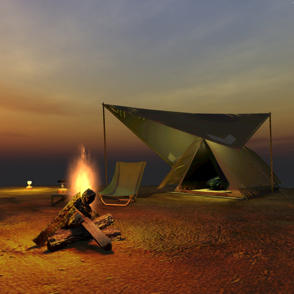 【ソロキャンセット】Quest対応 そのままアップロード出来るワールドシーン付き VRChat想定ソロキャンプセット