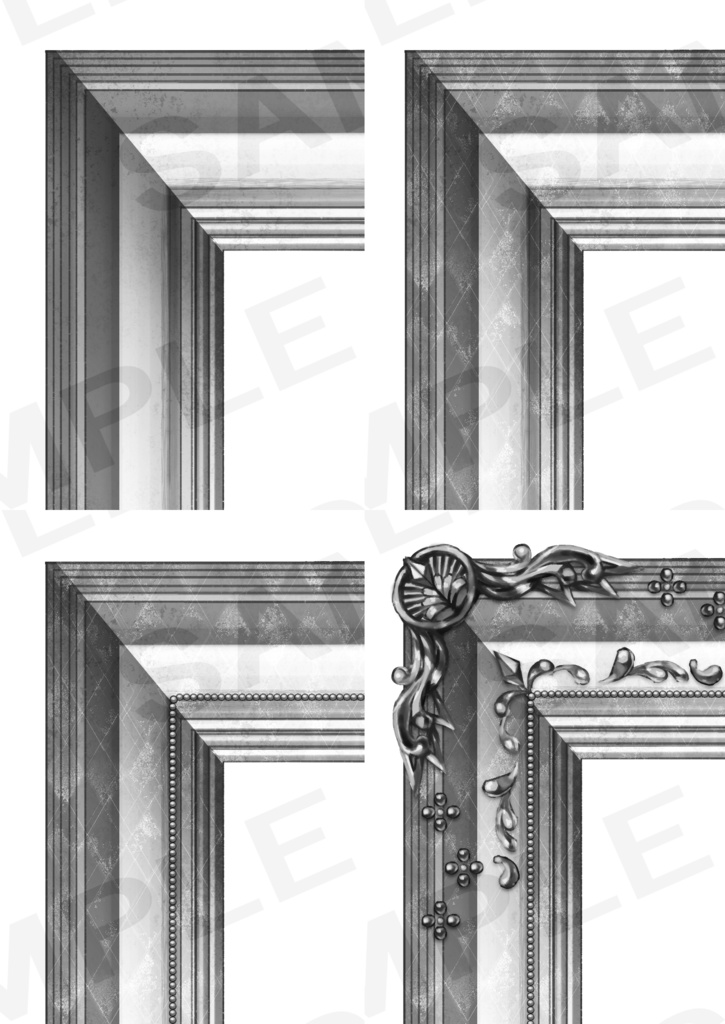 素材集【額縁ab】B5 300dpi 透過png